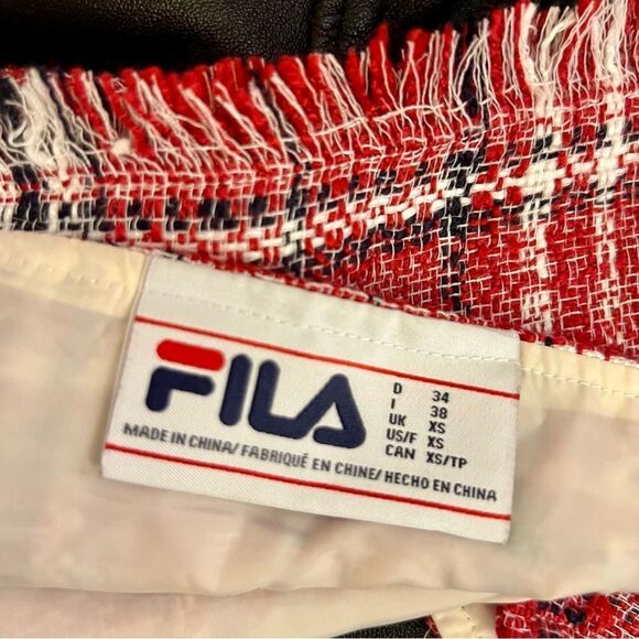 Fila Jester Italia Plaid Tweed Red White Square Neck Crop Tank Top Raw Hem XS - Picture 11 of 11